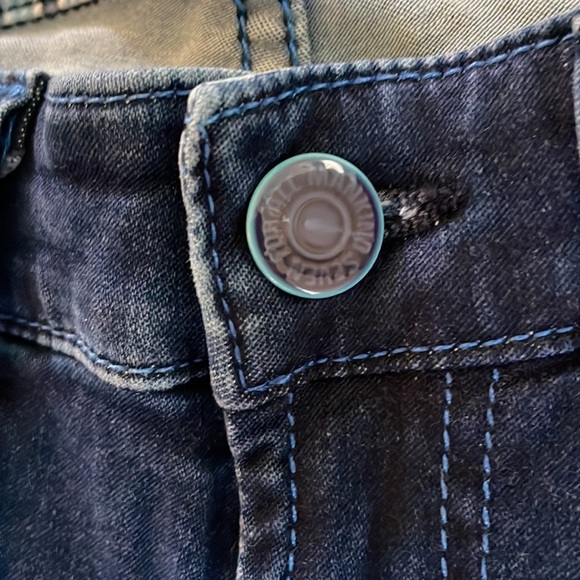 Rare 7 for all Mankind Jonathan Adler skinny jeans Size 24 Turquoise stitching - Picture 5 of 9